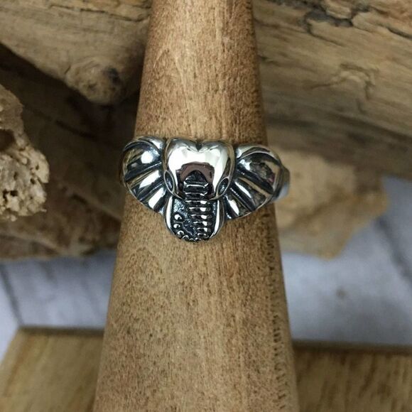 Sterling Silver Elephant Head Toe Ring Midi Ring Pinky Ring Boho Ring - Picture 2 of 5
